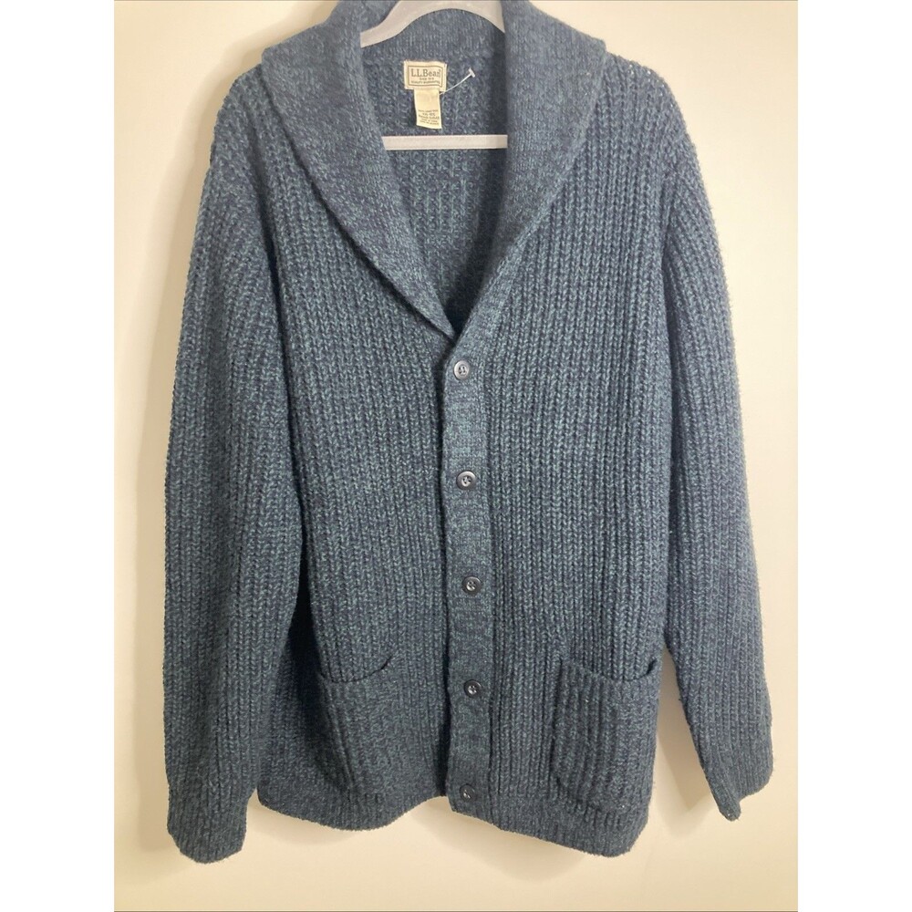 L.L.Bean Mens Classic Ragg Wool Cardigsn Sweater Cardigan Size XXL
